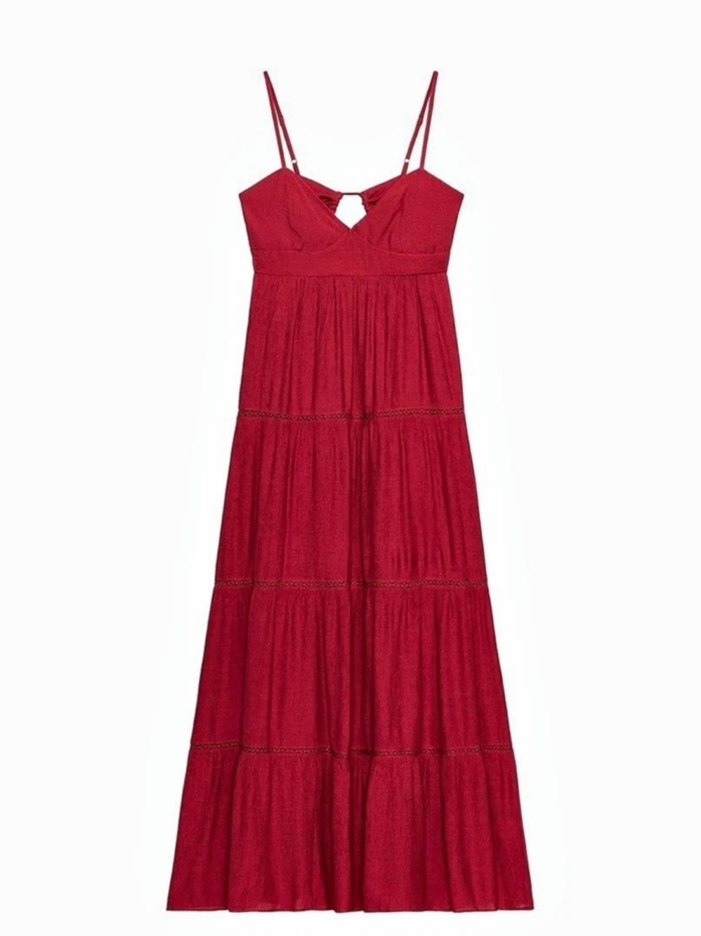 Zara Red Cotton Maxi Dress UK 8 NWT